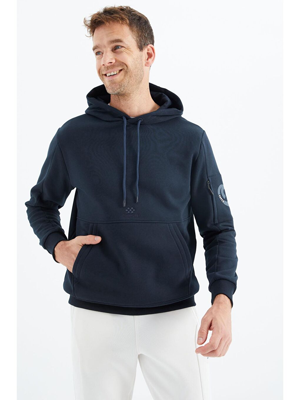 TOMMYLIFE Lacivert Rahat Form Erkek Sweatshirt - 88298