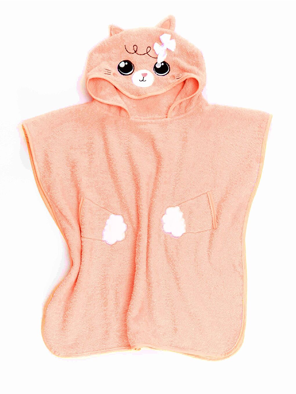 Kedi Kız Çocuk Pembe Havlu Panço-3