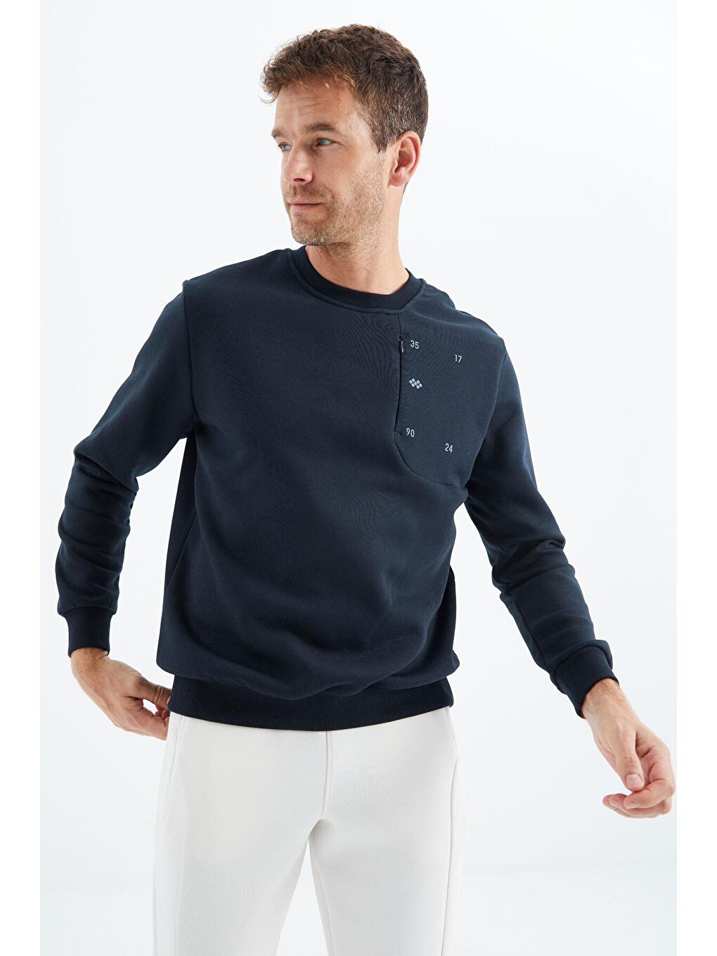 TOMMYLIFE Lacivert Gizli Cep Detaylı Erkek Sweatshirt - 88292 - 3