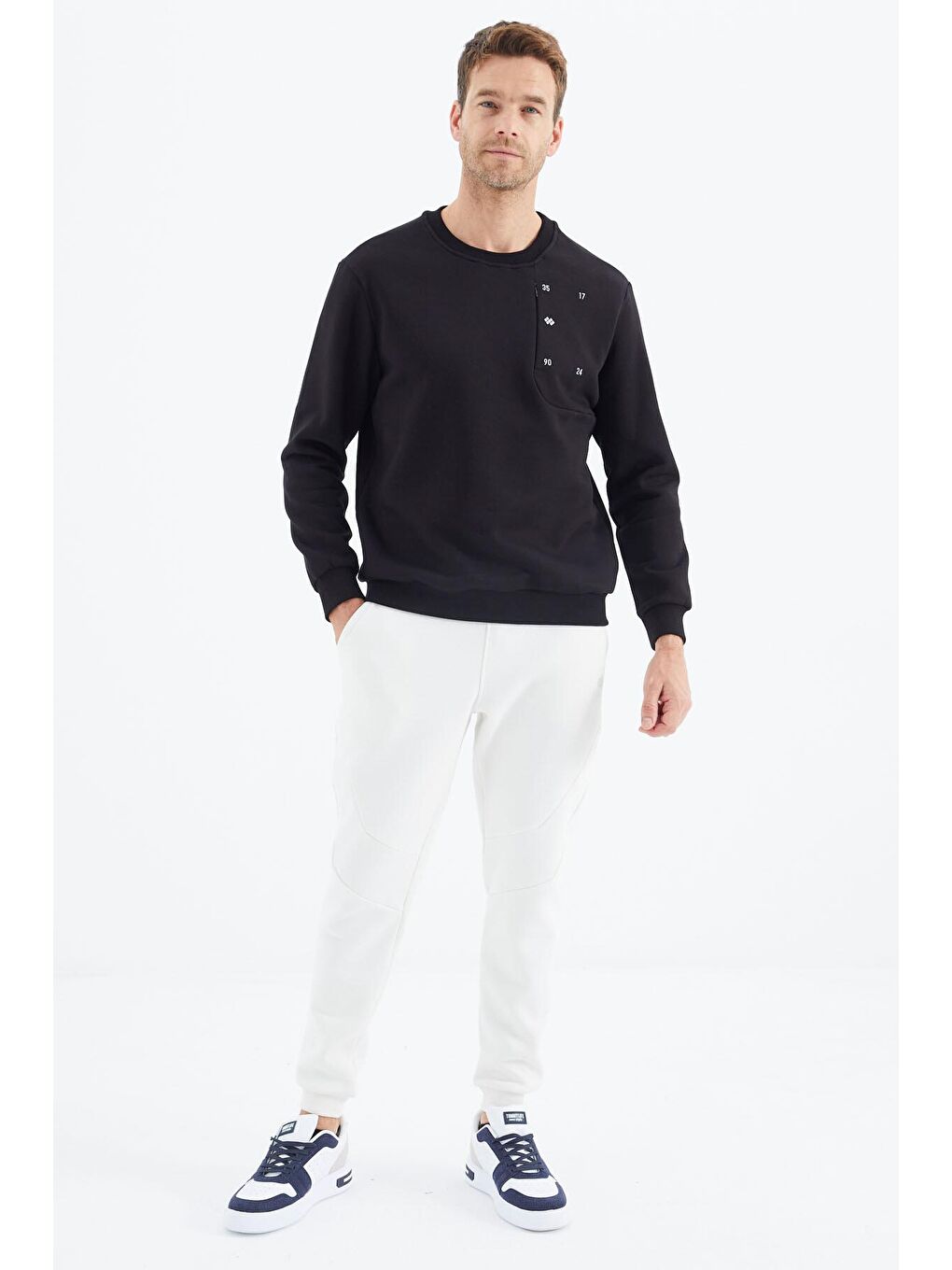 TOMMYLIFE Siyah Gizli Cep Detaylı Erkek Sweatshirt - 88292 - 1