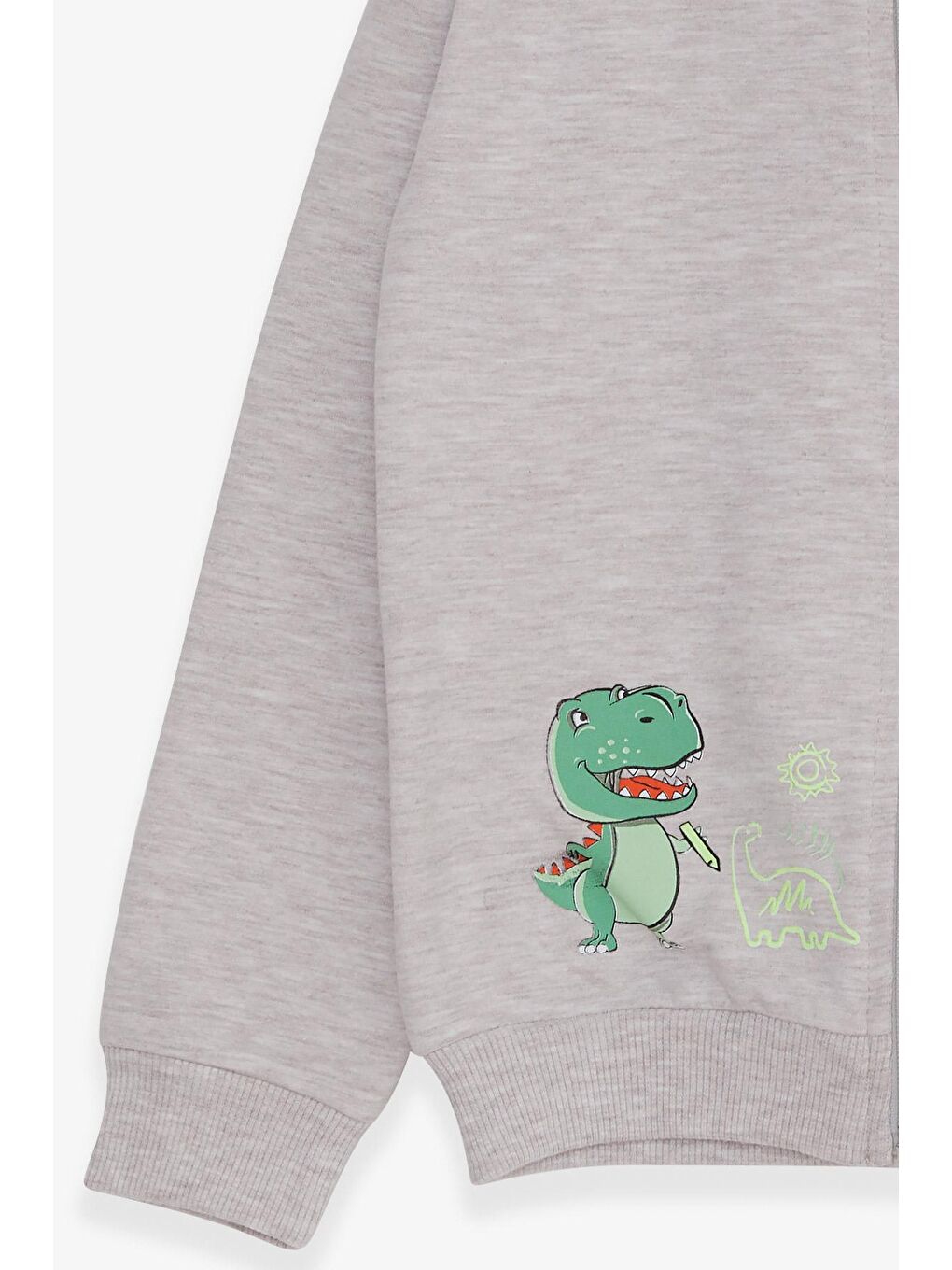 Erkek Çocuk Hırka Kaykaylı Dinozor Baskılı Bej Melanj (1-2 Yaş)-4