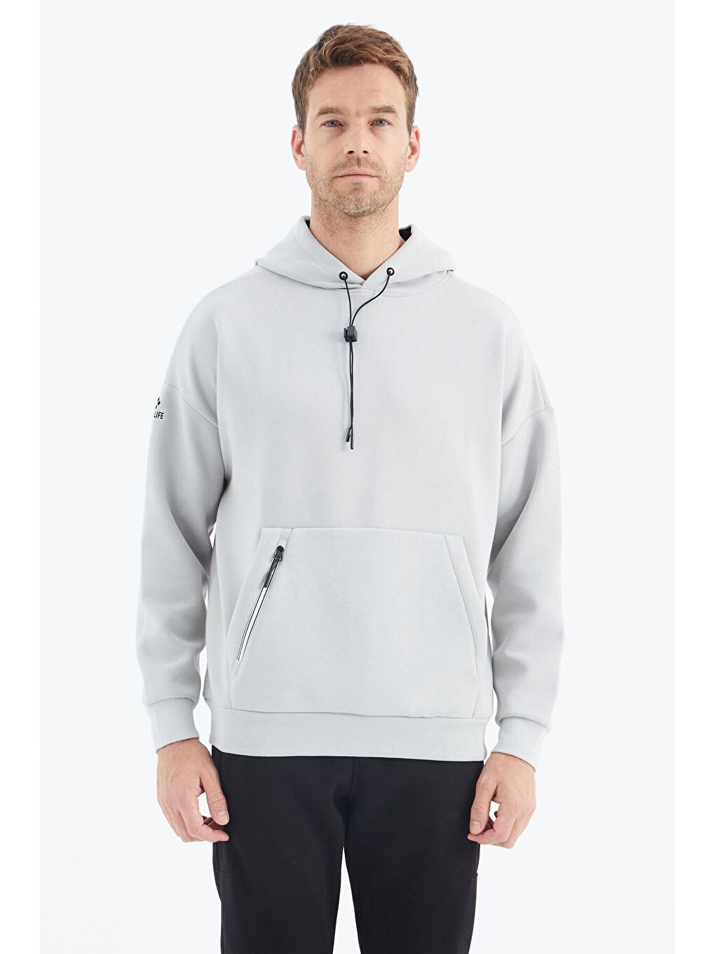 TOMMYLIFE Bej Taş Gizli Cep Detaylı Erkek Sweatshirt - 88289 - 1