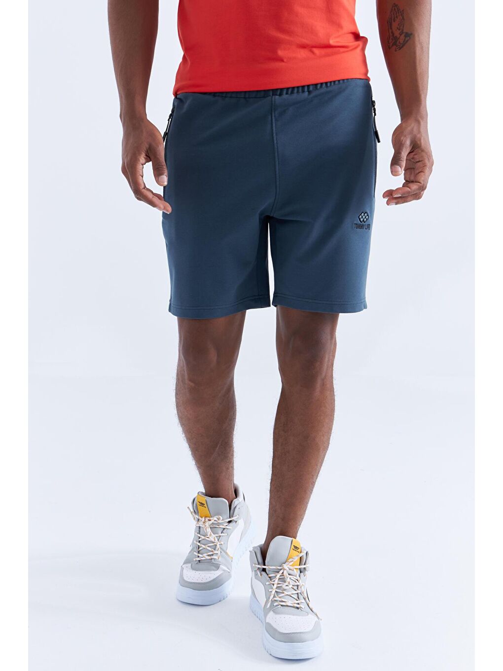 Orman Yeşili Fermuar Cepli Bağcıklı Standart Kalıp Erkek Şort  - 81234-3