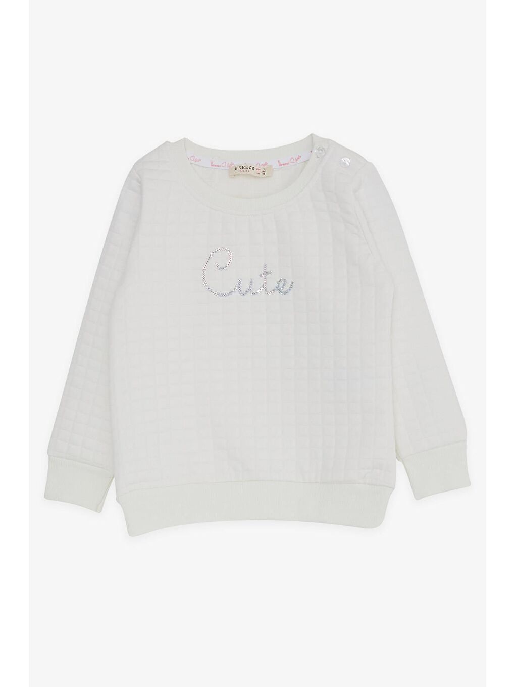 Sarı Kız Bebek Sweatshirt Pullu Yazı Baskılı Kırık Beyaz (1.5 Yaş)