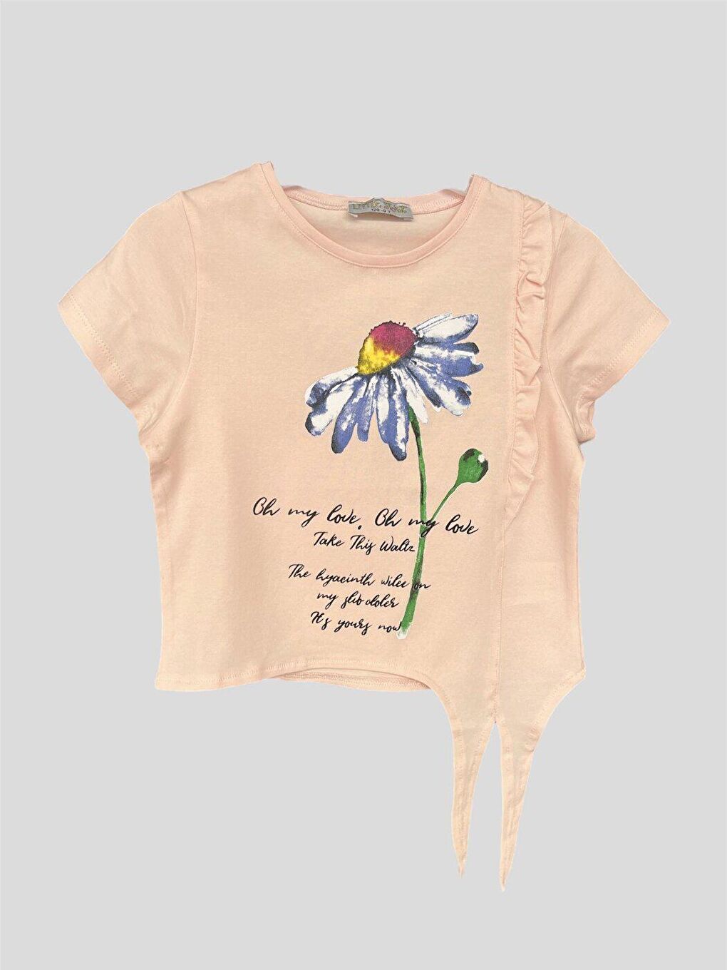 Pembe Kız Çocuk Bağcıklı T-shırt