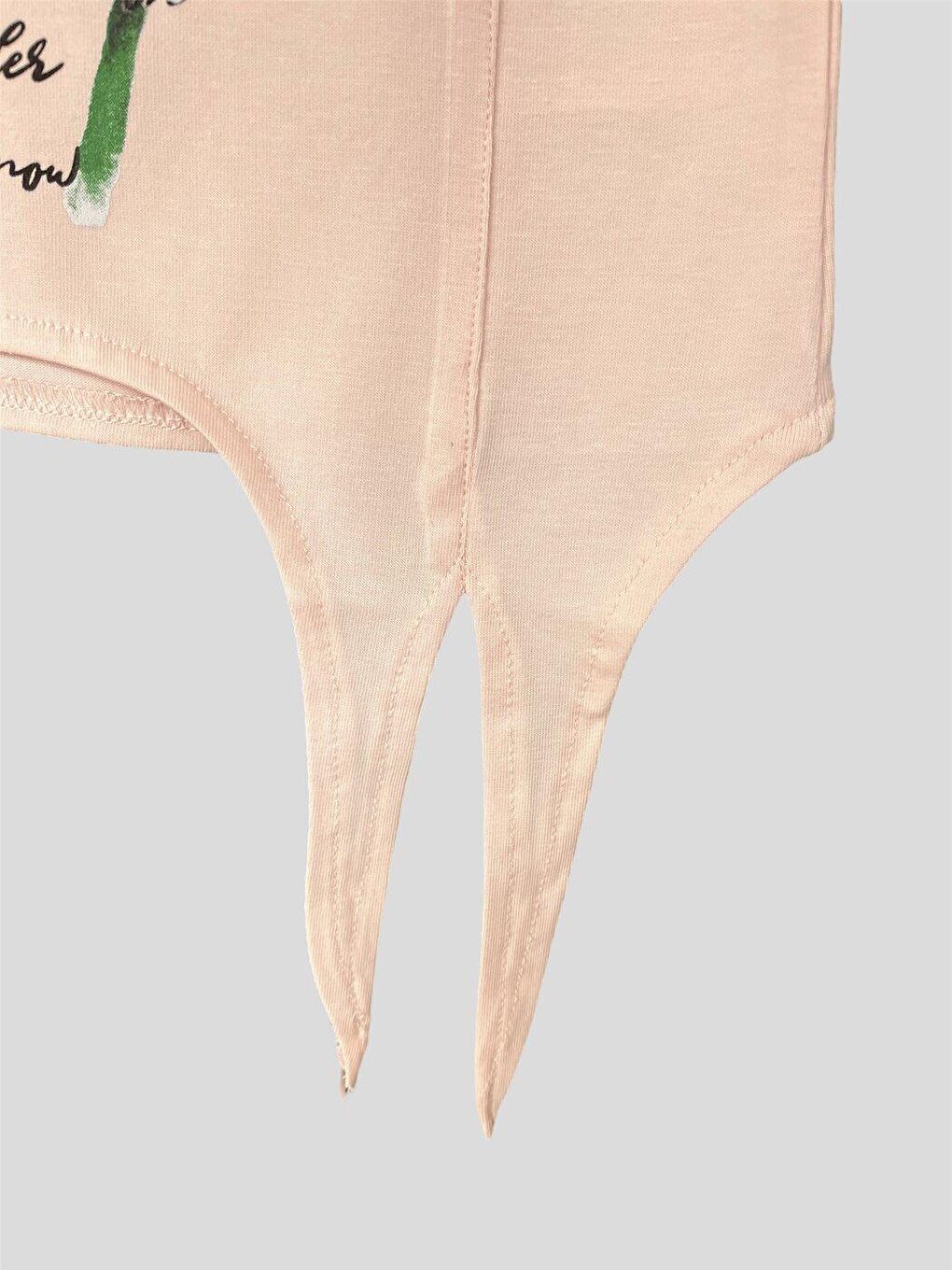 Pembe Kız Çocuk Bağcıklı T-shırt-2