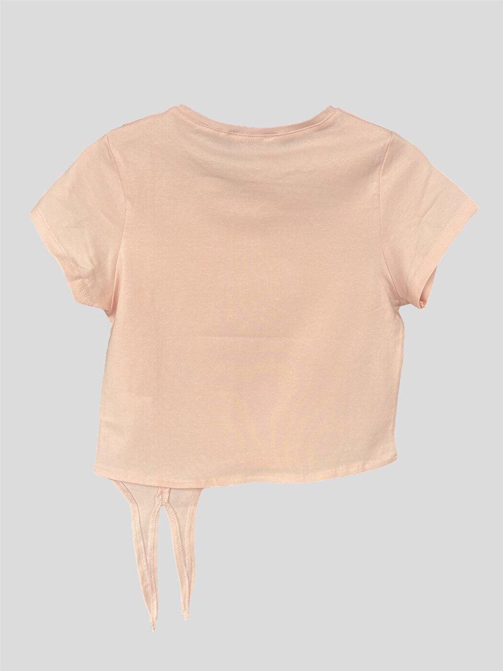 Pembe Kız Çocuk Bağcıklı T-shırt-3