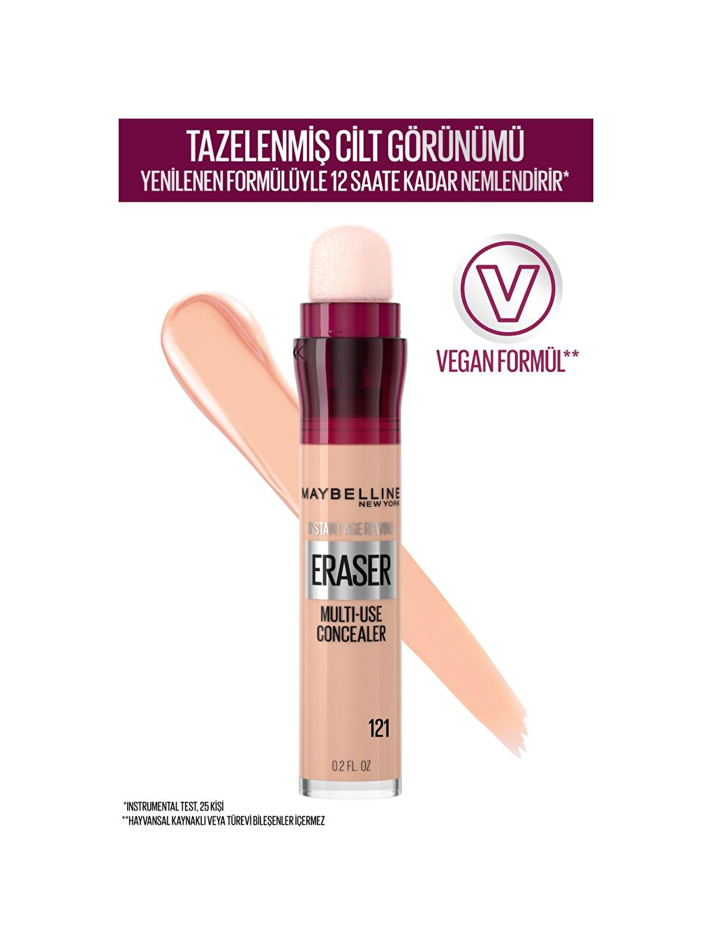 MAYBELLINE NEWYORK Nude Instant Anti Age Eraser Kapatıcı - 121 Light Honey