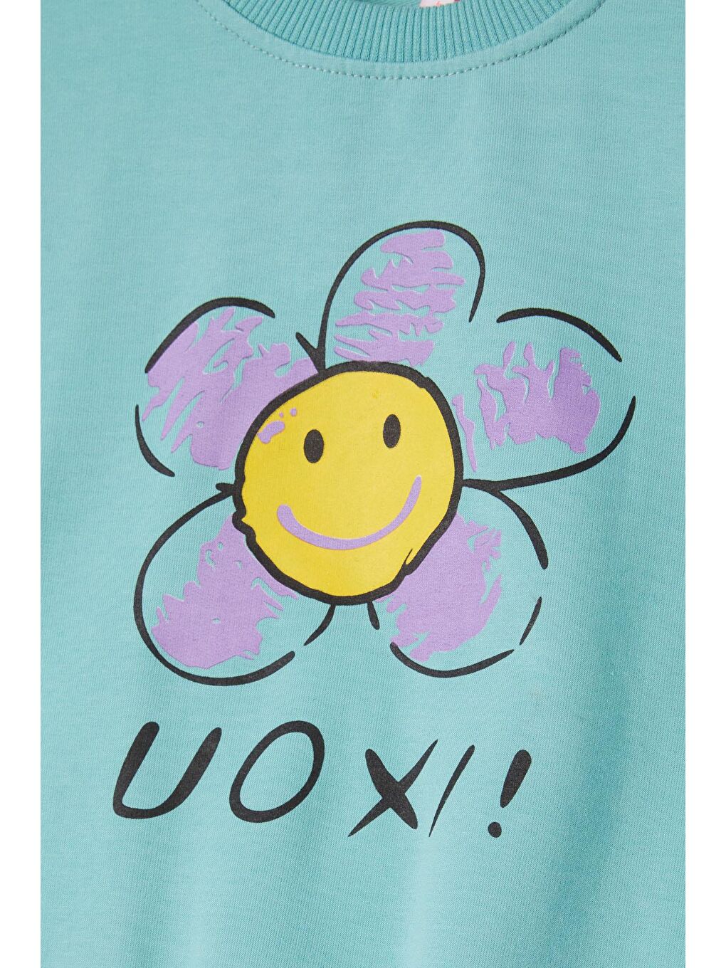 Yeşil Papatya Baskılı Kız Çocuk Sweatshirt 16610-1