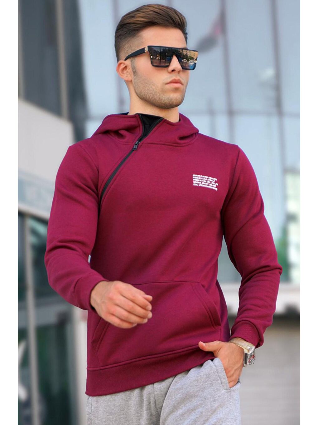 Madmext Bordo Fermuarlı Sweatshirt 5309