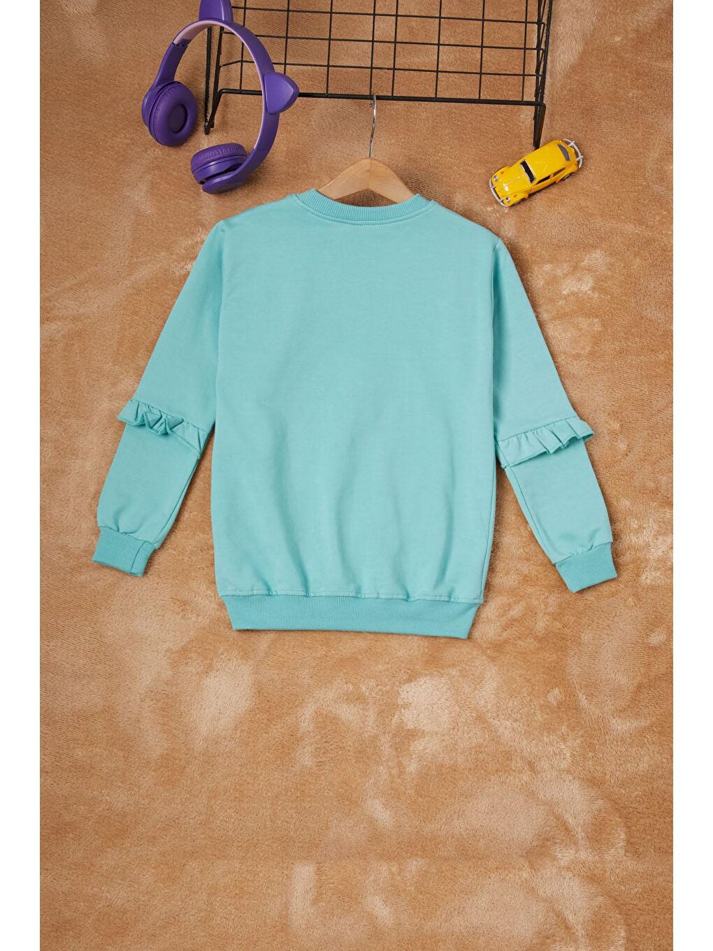 Yeşil Papatya Baskılı Kız Çocuk Sweatshirt 16610-3