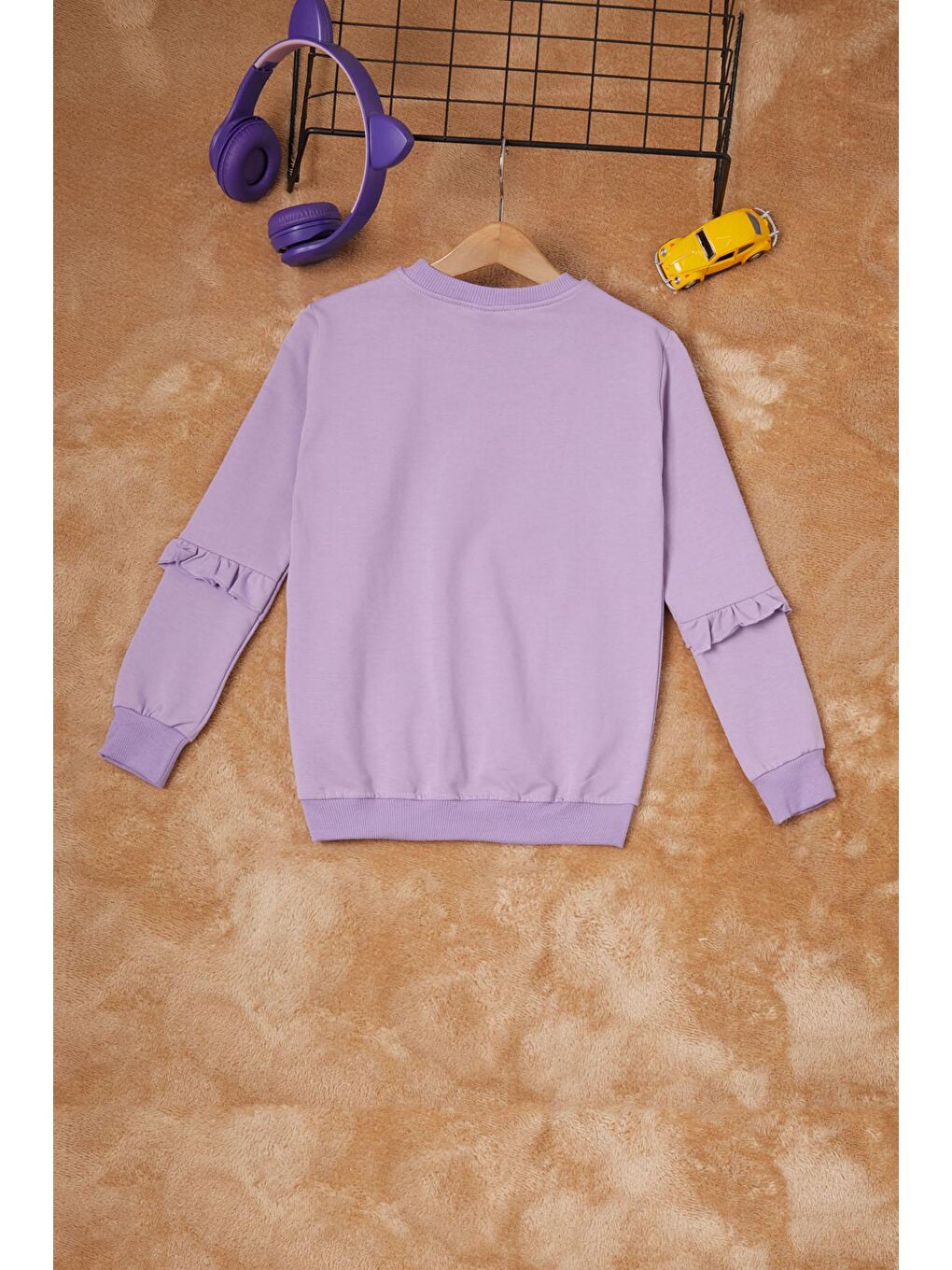 Lila Papatya Baskılı Kız Çocuk Sweatshirt 16611-3