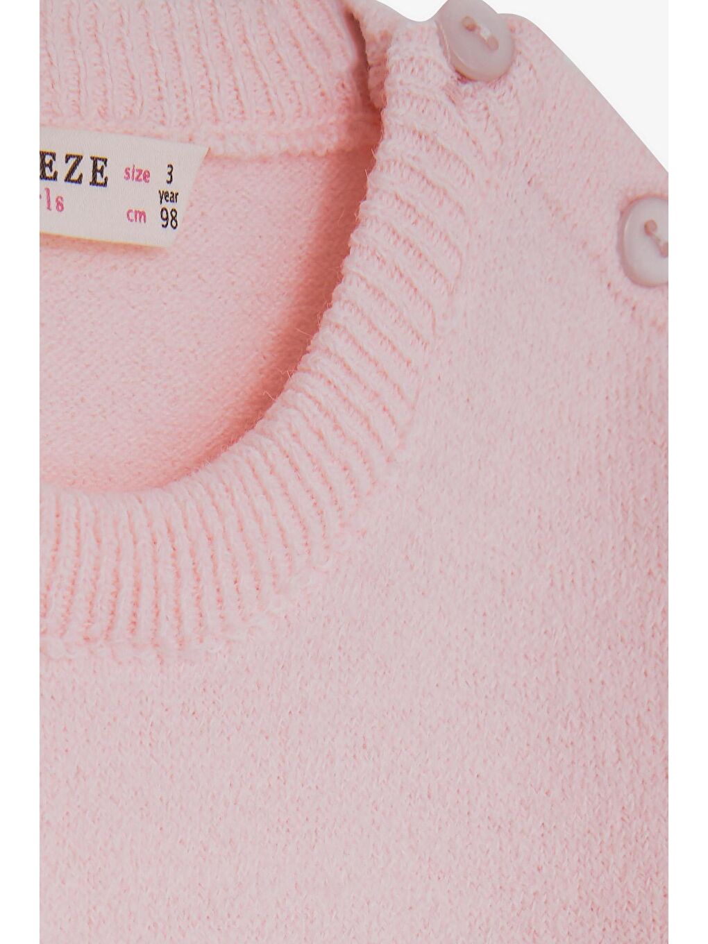 Pembe Kız Çocuk Triko Kazak Pullu Nakışlı Kız Baskılı Pudra (1.5-5 Yaş)-2