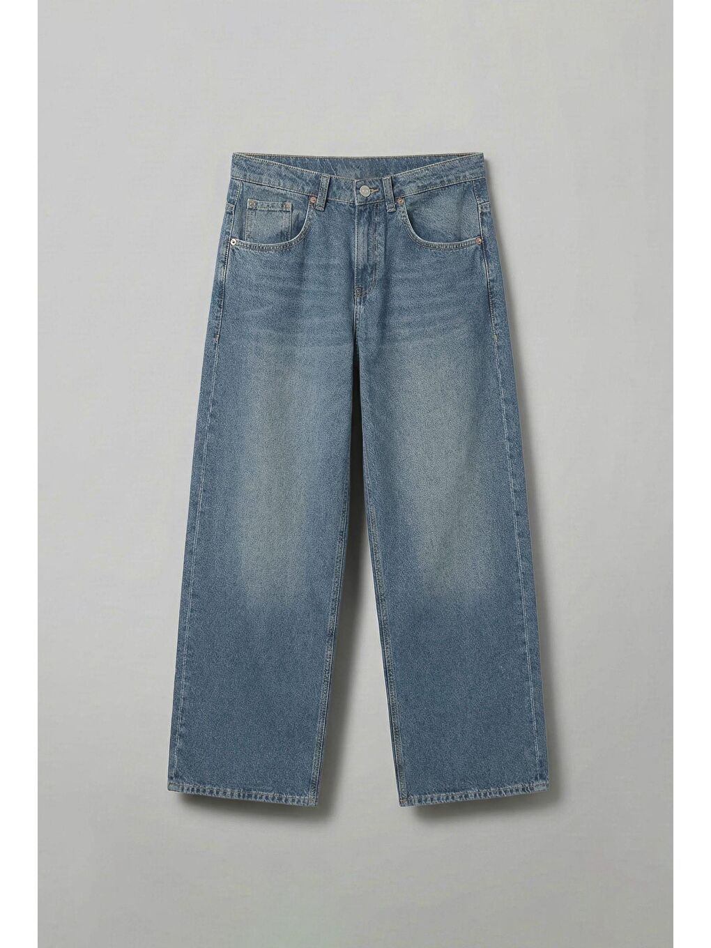 Erkek Süper Baggy Fit Jean Pantolon Soluk Mavi