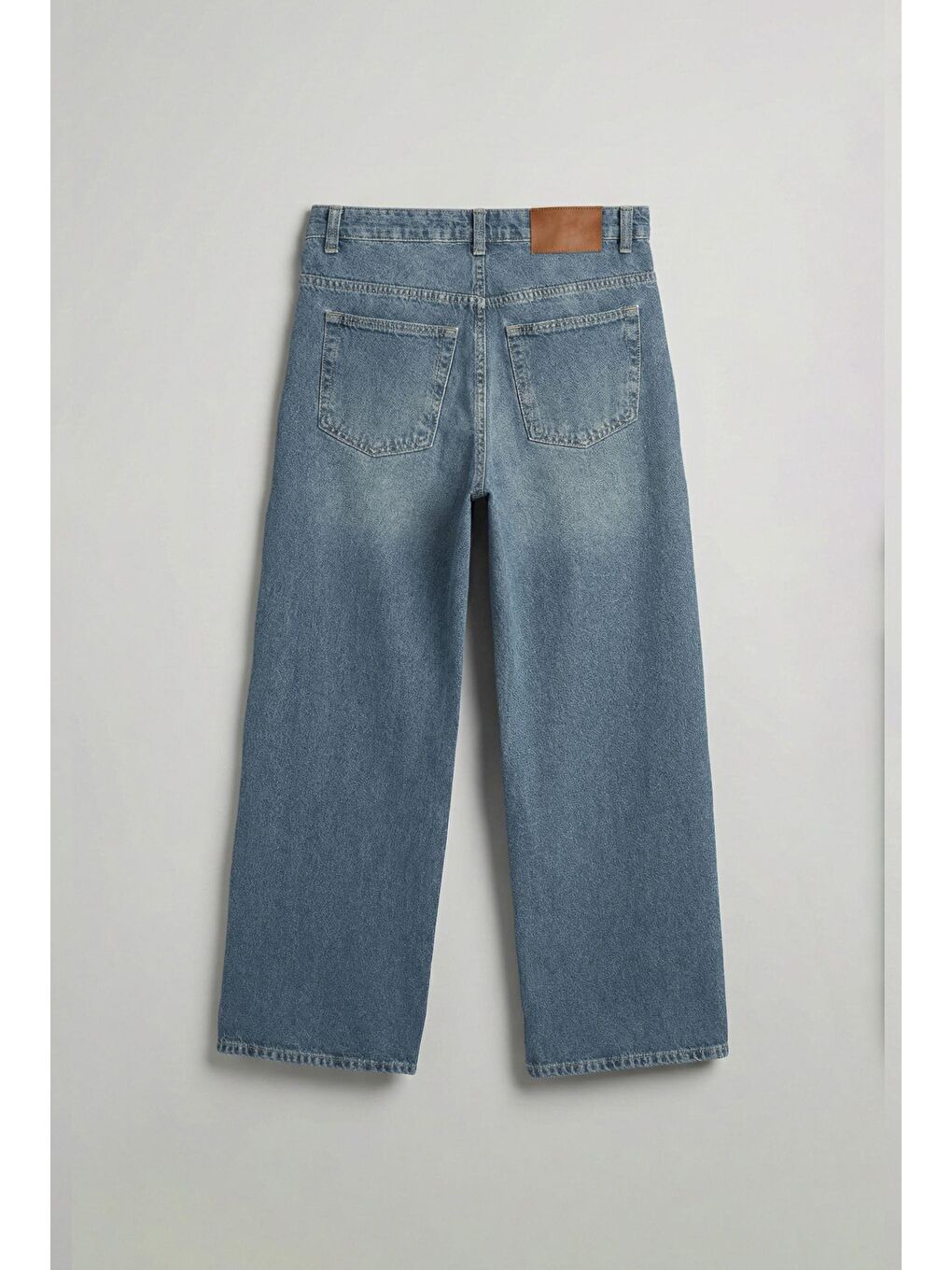 Erkek Süper Baggy Fit Jean Pantolon Soluk Mavi-1