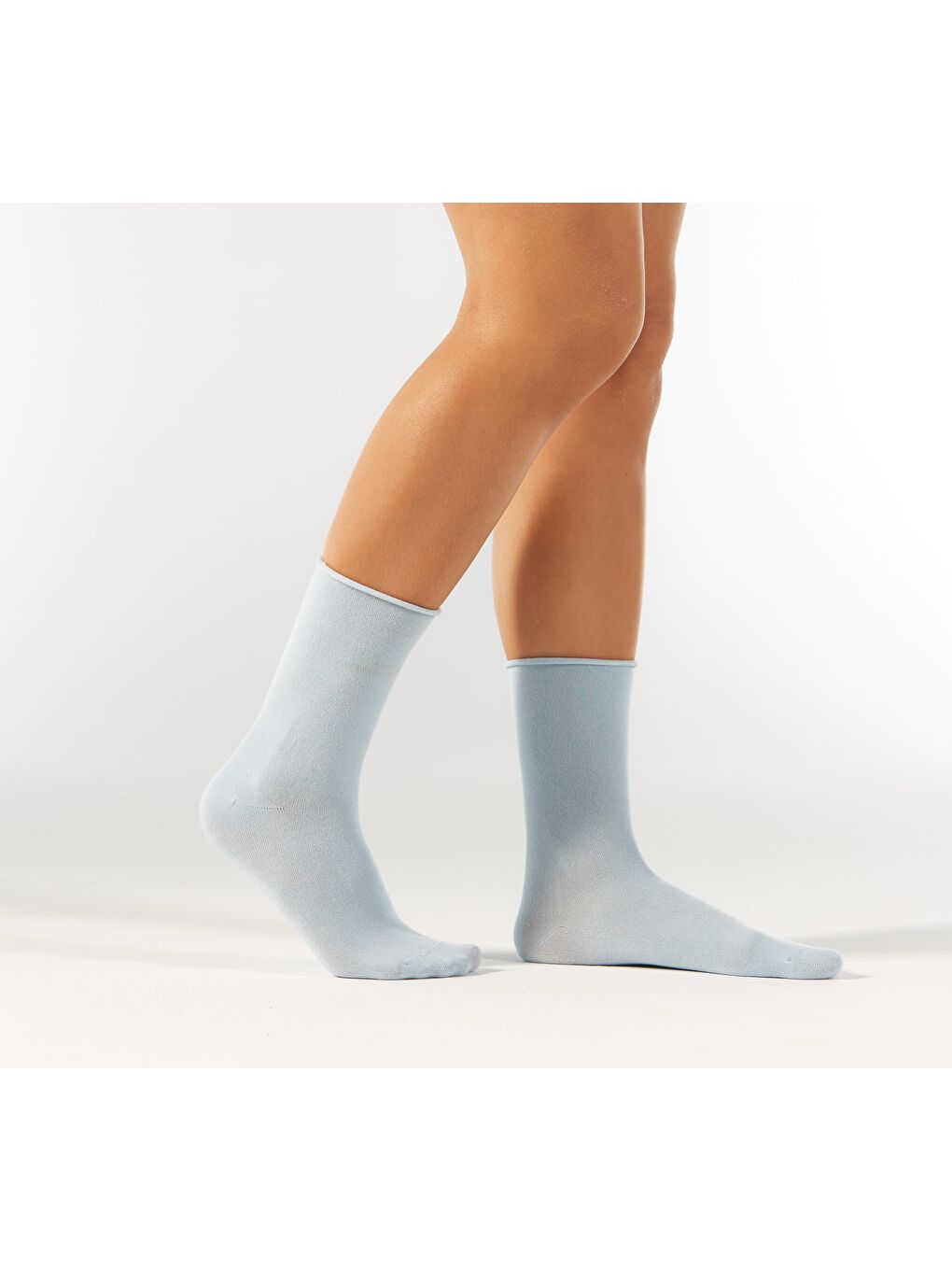 Bebe Mavisi Modal Lastiksiz Dikişsiz Kadın Soket Çorap 36-41-1
