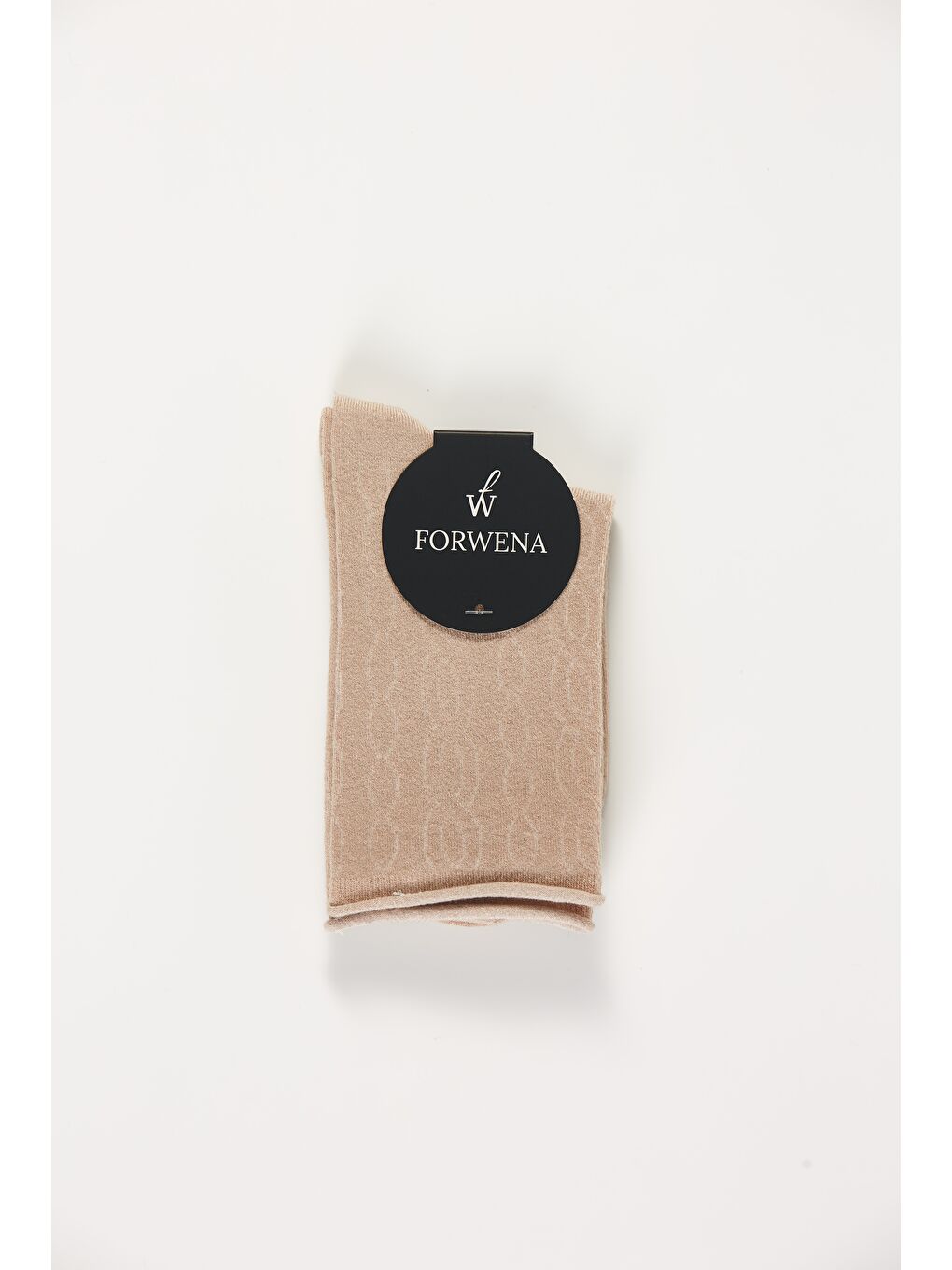 Bej Düz Zincir Desenli Modal Lastiksiz Dikişsiz Kadın Soket Çorap 36-41-3