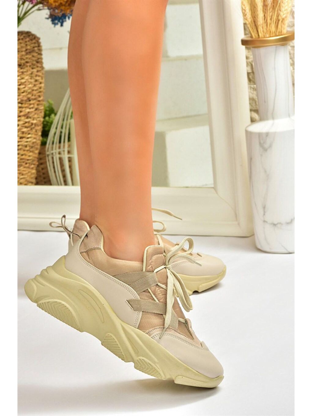 M973514409 Bej Kadın Sneakers-3
