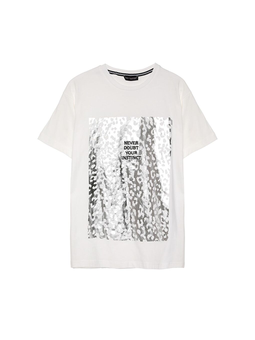 Folyo Baskılı Yazılı Tişört Ekru