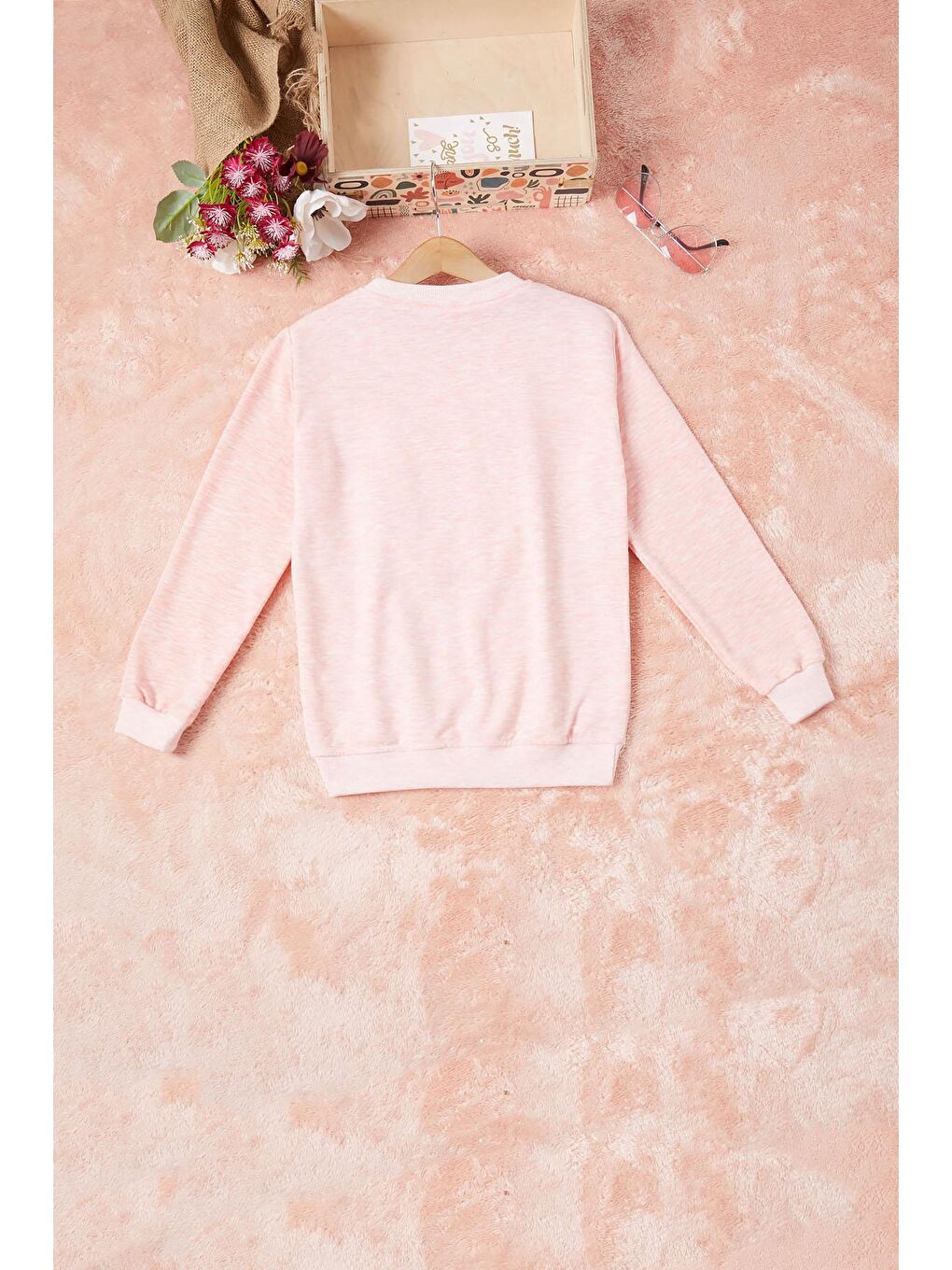 Pembe Life Kids Club Pembe Dantelli Lale Nakışlı Kız Çocuk Sweatshirt 16769 - 3