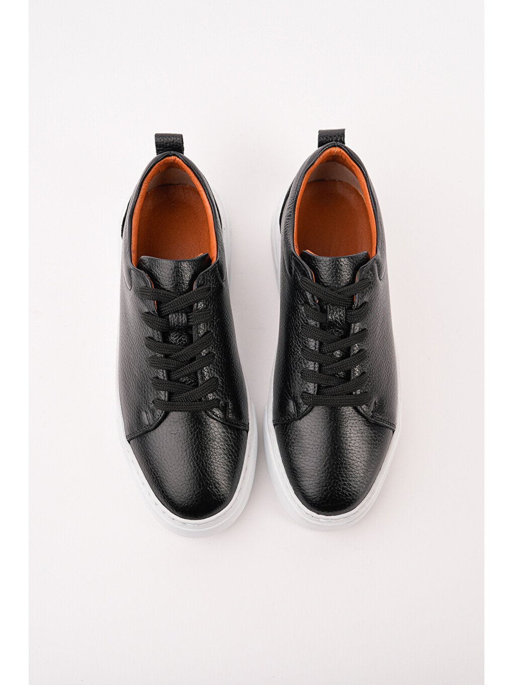 Siyah LEONS Hakiki Deri Erkek Kalın Taban Bağcıklı Günlük Casual Sneaker-1