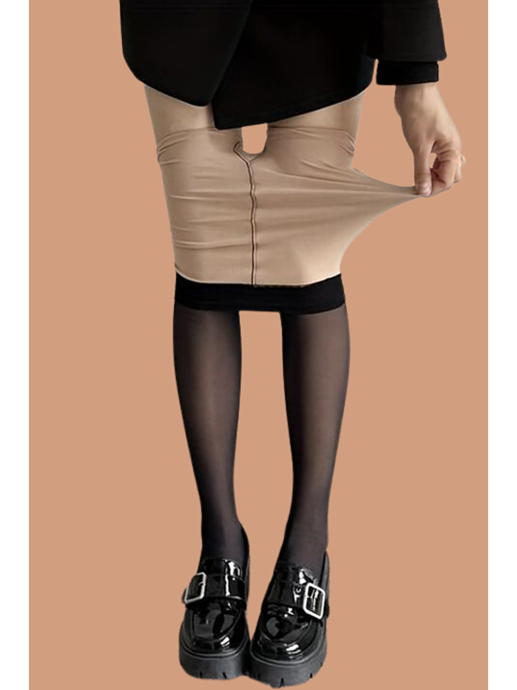 Kadın Termal İçi Ten Görünümlü Külotlu Çorap Siyah