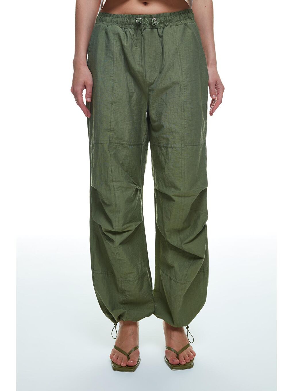 Geniş Paça Paraşüt Pantolon Haki-3