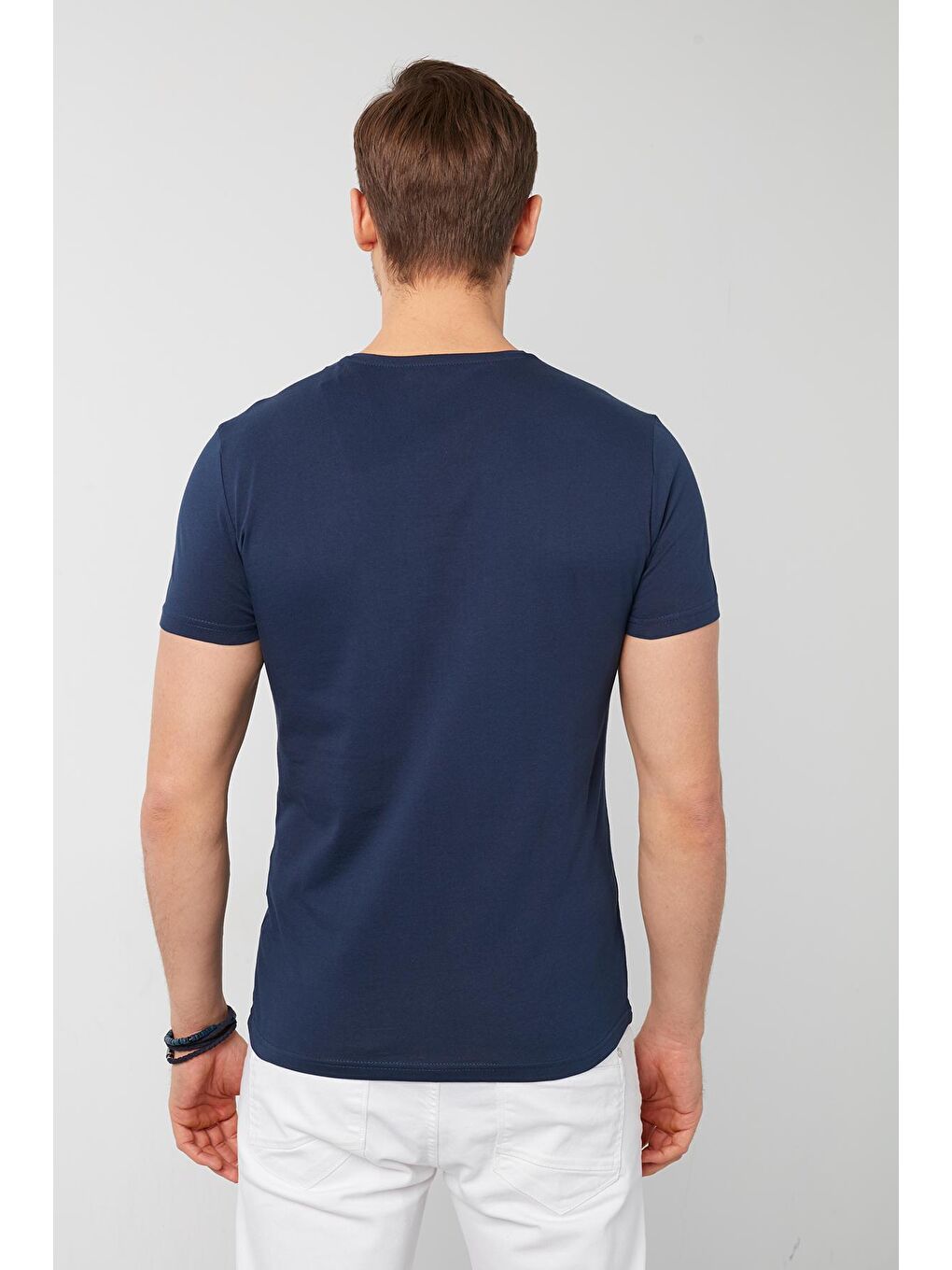 İndigo % 100 Pamuklu Baskılı Bisiklet Yaka Tişört 5902188-3