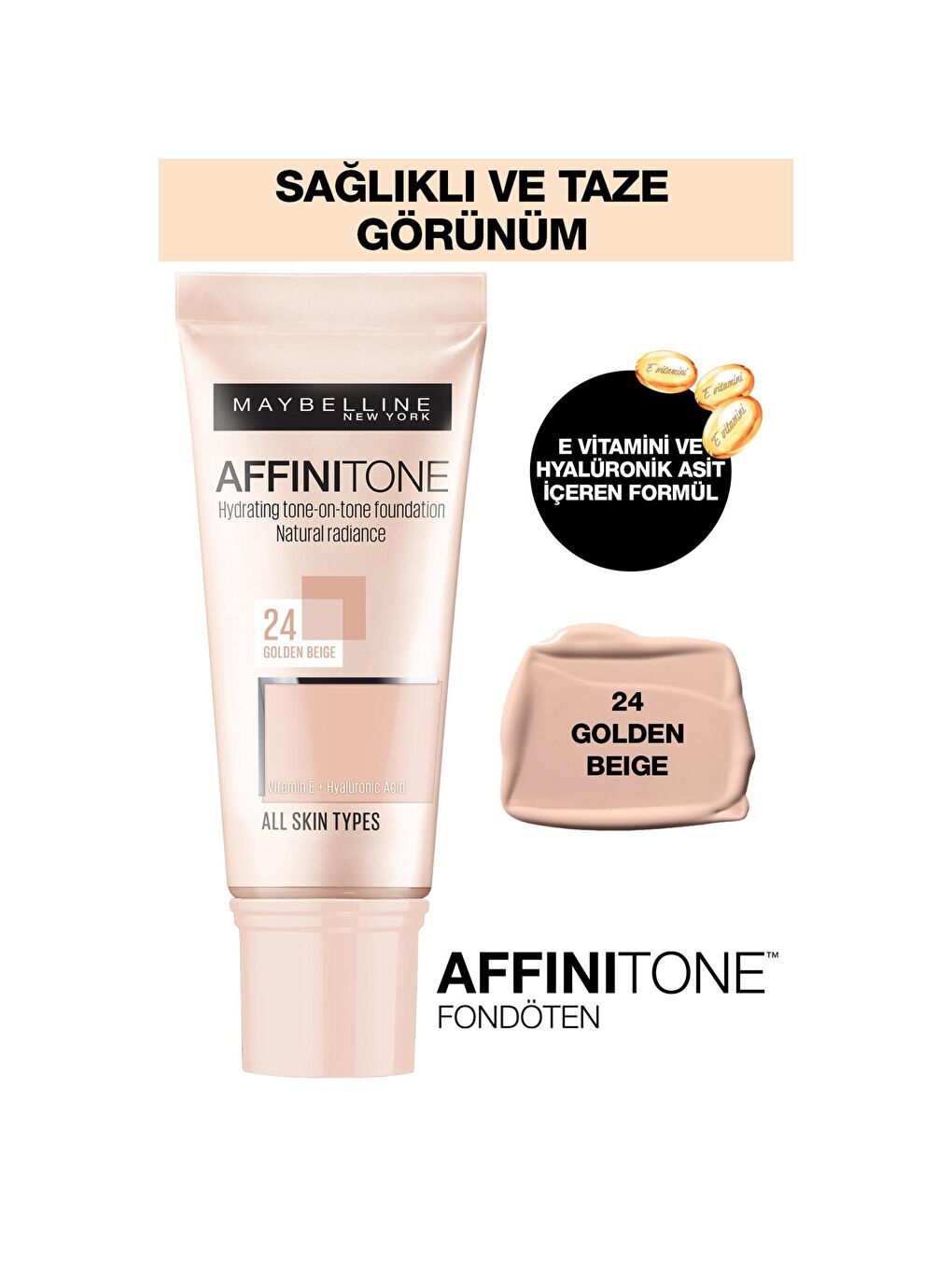 MAYBELLINE NEWYORK Bej Affinitone Fondöten - 24 Golden Beige