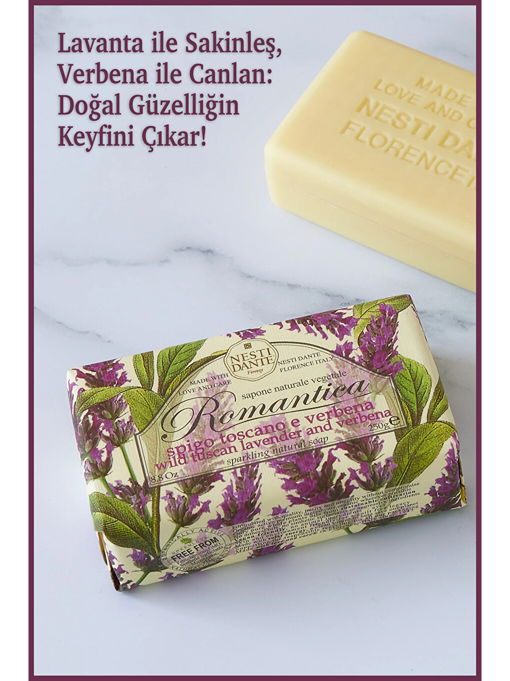 Romantica Wild Tuscan Lavender Verbena Katı Sabun 250 gr Lavanta ve Mine|Nemlendirici |Banyo Sabunu-4