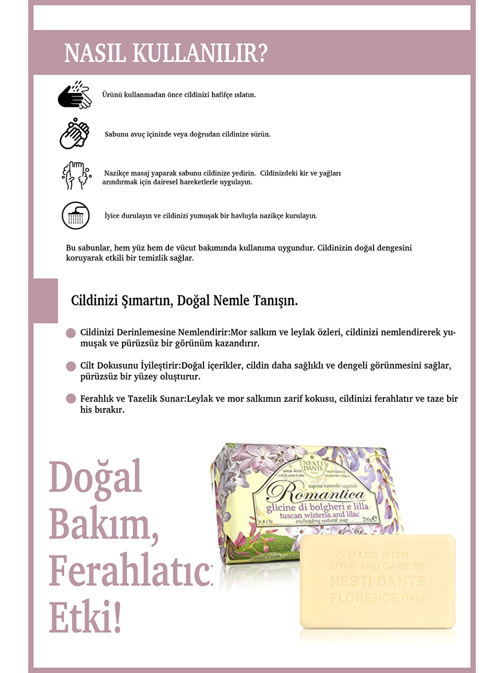 Romantica Tuscan Wisteria Lilac Katı Sabun 250 gr | Leylak ve Salkım | Nemlendirici | Banyo Sabunu-3