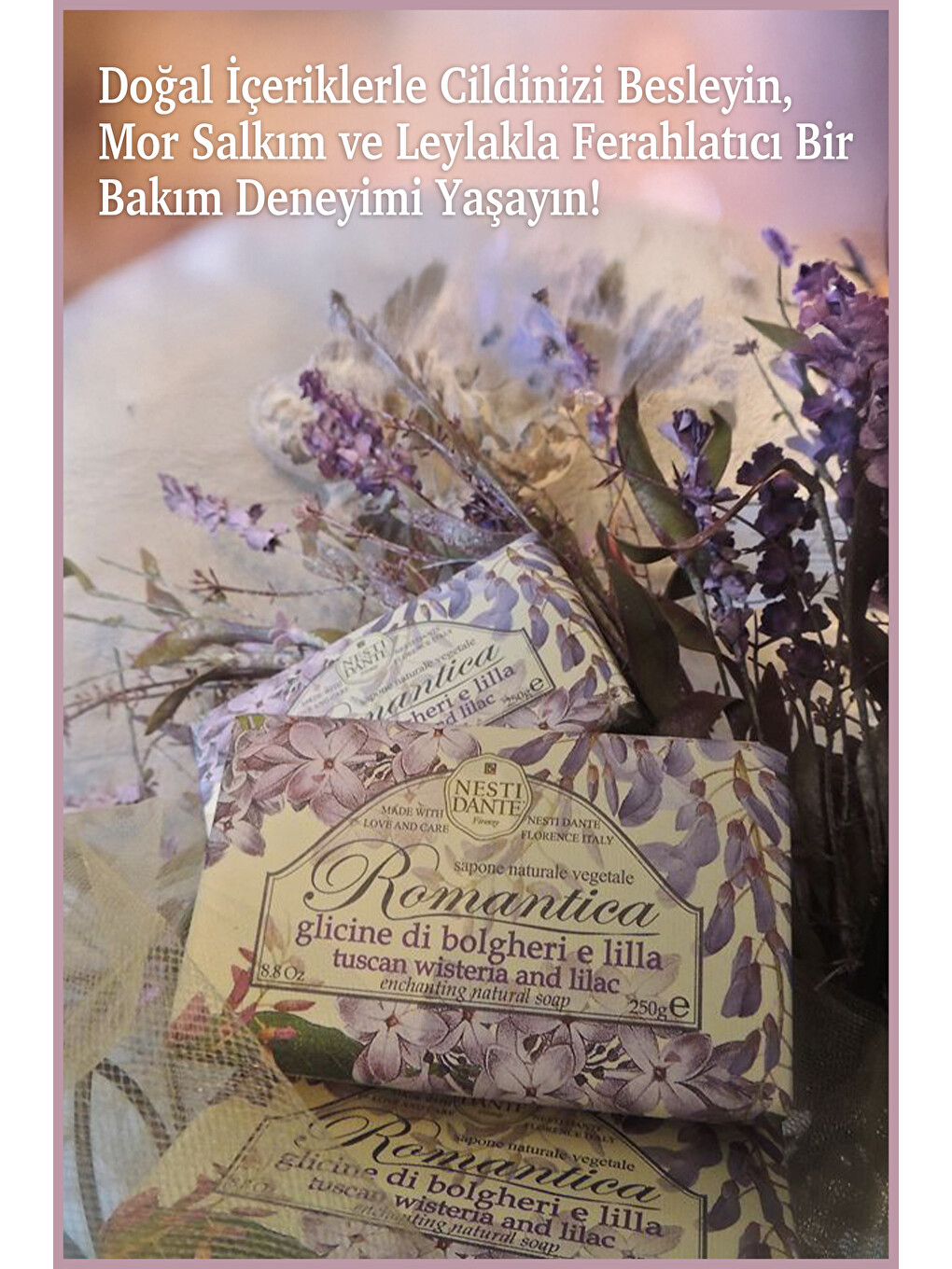 Romantica Tuscan Wisteria Lilac Katı Sabun 250 gr | Leylak ve Salkım | Nemlendirici | Banyo Sabunu-4
