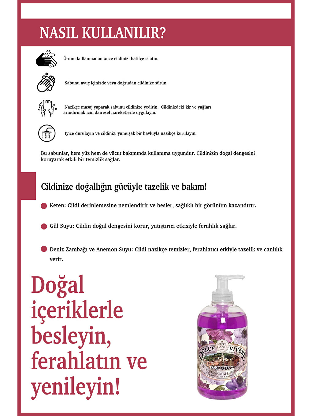 Dolce Vivere Portofino Sıvı Sabun 500 ml |Zambak ve Gül| Sıkılaştırıcı ve Nemlendirici |El ve Vücut-3