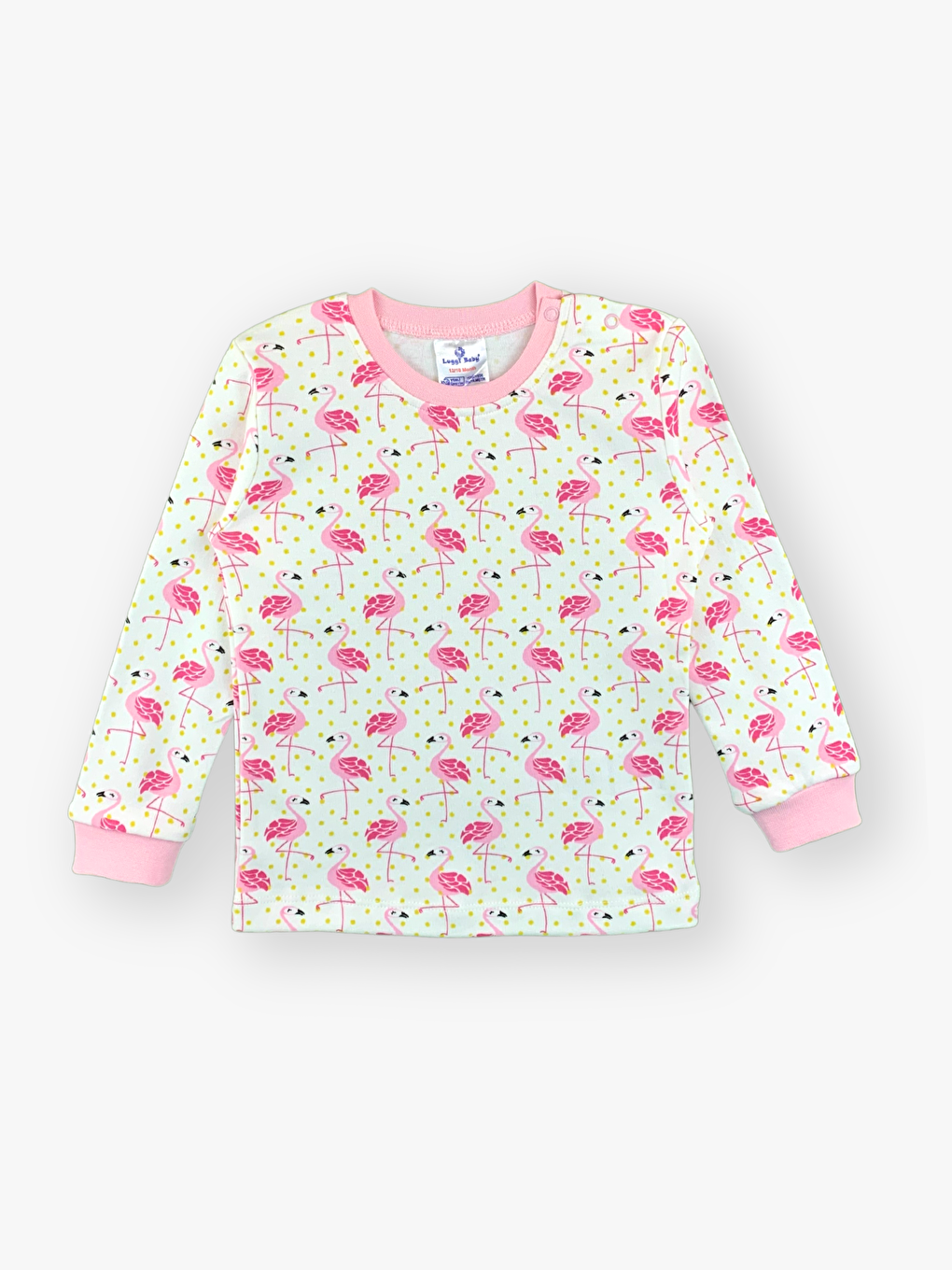 Pembe Bisiklet Yaka Uzun Kollu Kız Bebek Pijama Takımı-1