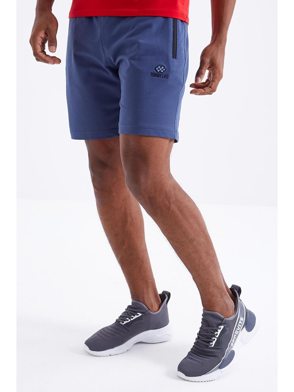 Petrol Fermuar Cepli Bağcıklı Standart Kalıp Erkek Şort  - 81234-1