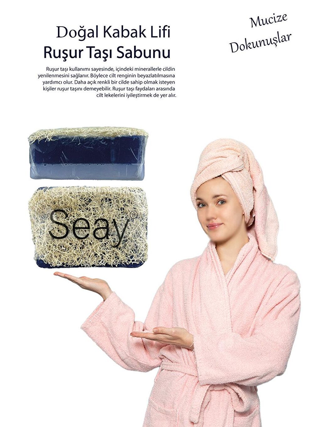 Doğal Kabak Lifli Ruşur Taşı Sabunu Saklama Keseli 130 Gr-3