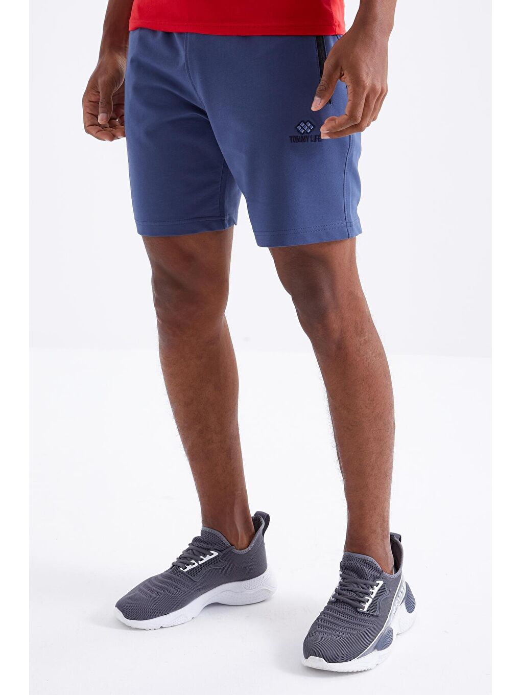 Petrol Fermuar Cepli Bağcıklı Standart Kalıp Erkek Şort  - 81234-3