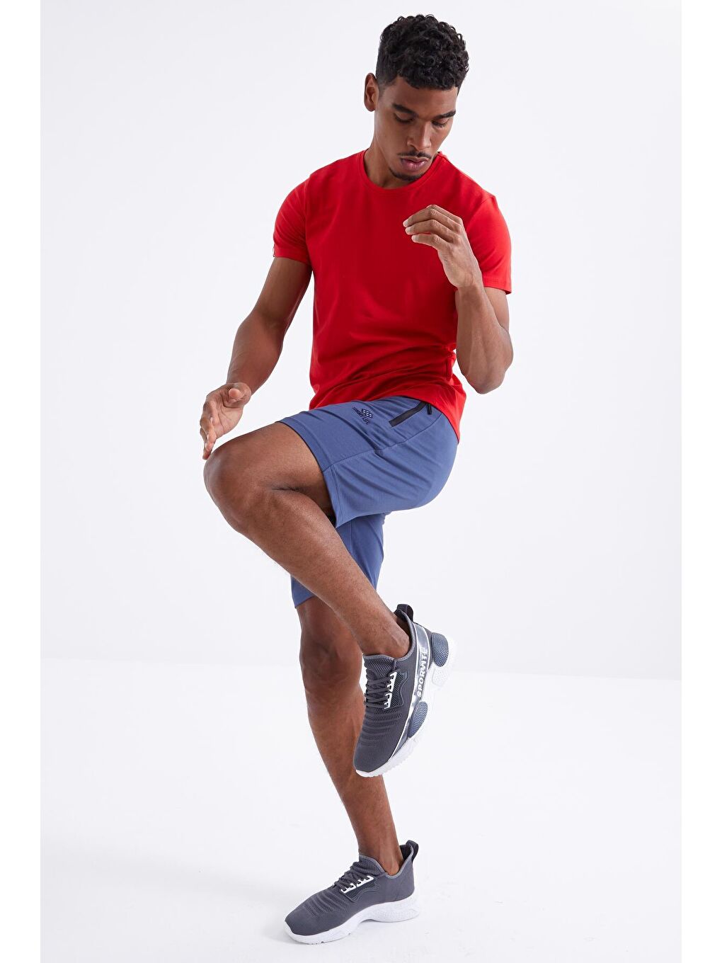 Petrol Fermuar Cepli Bağcıklı Standart Kalıp Erkek Şort  - 81234-4