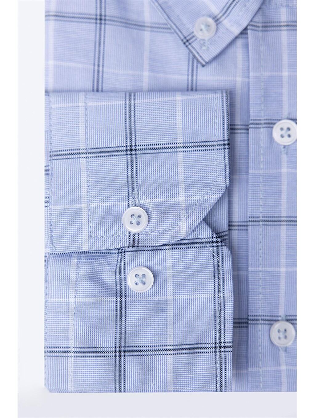 Büyük Beden Ekoseli Erkek Mavi Gömlek-2