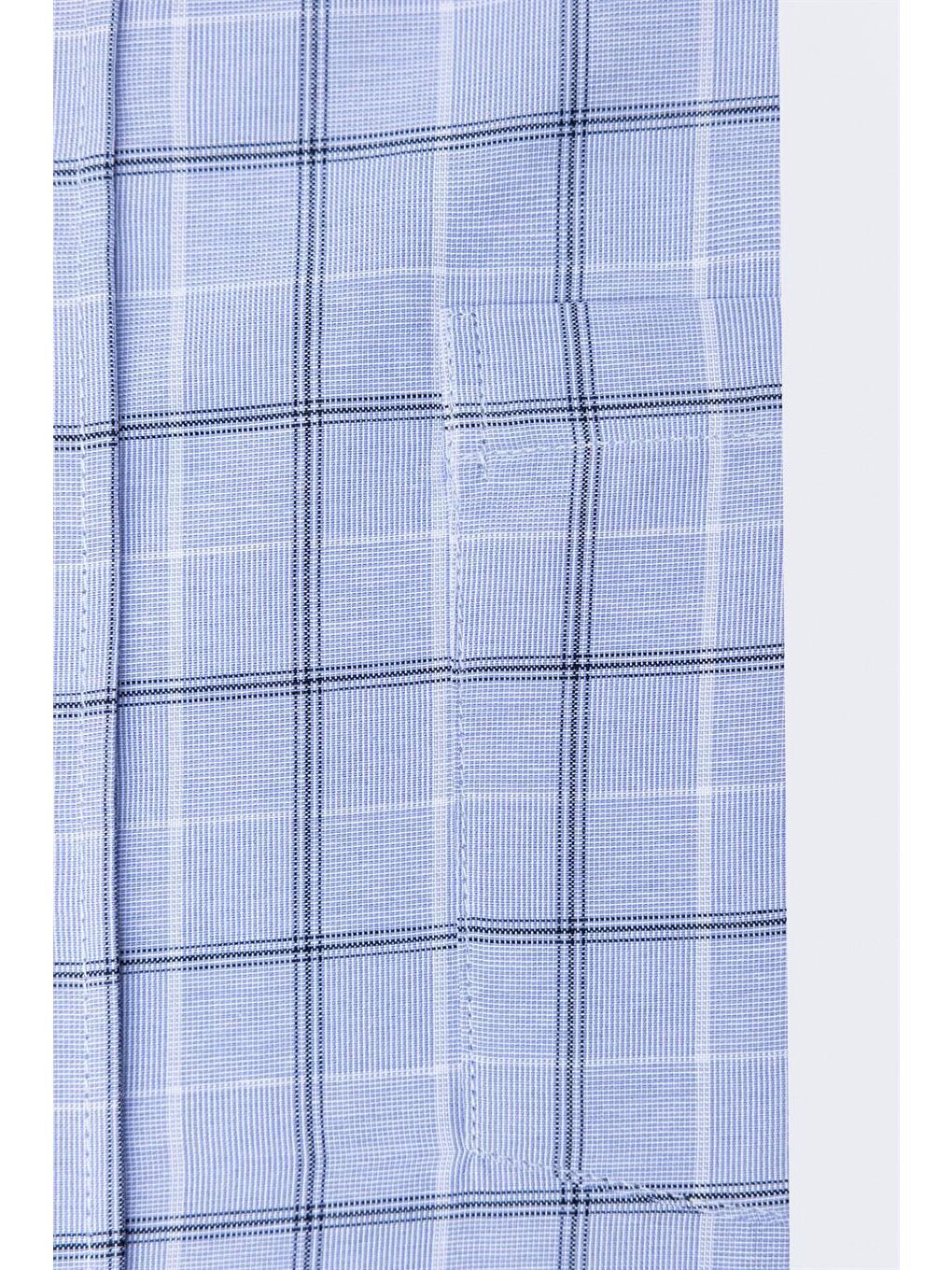 Büyük Beden Ekoseli Erkek Mavi Gömlek-3