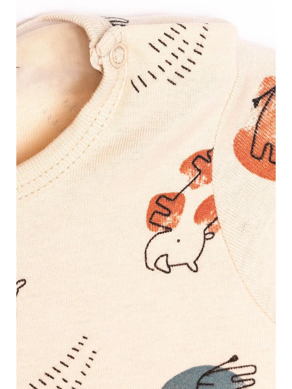 Bej Unisex Bebek Figuran Metrajlı %100 Pamuk Body (6 ay - 3 Yaş)-1