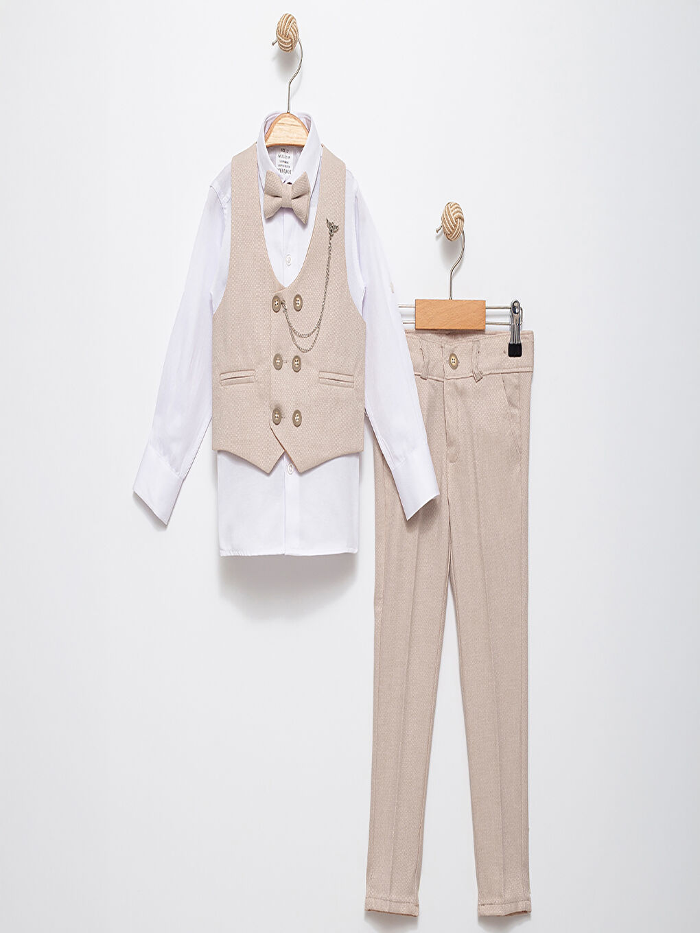 Gri Papyonlu Yelekli Takım Elbise 5350