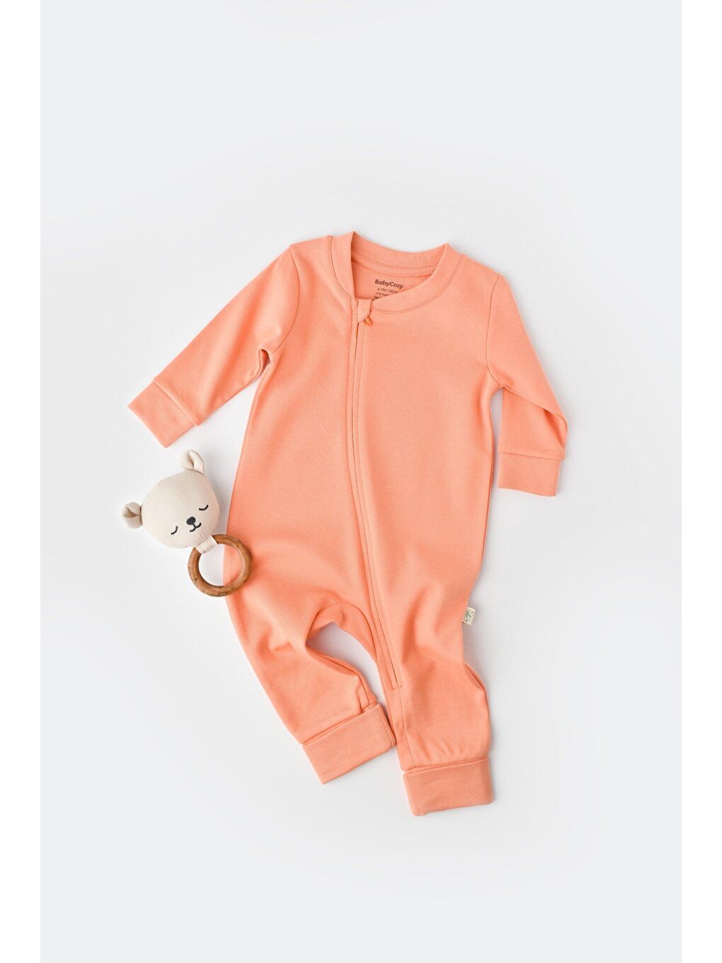 BabyCosy Organic Wear Açık Pembe Fermuarlı Tulum