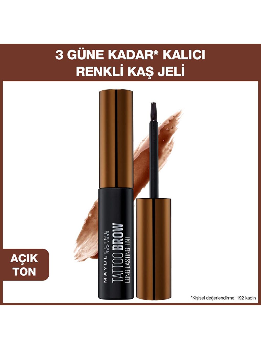 MAYBELLINE NEWYORK Kahverengi Tattoo Brow Geçici Kaş Dövmesi, Açık Ton, 4.9 ml