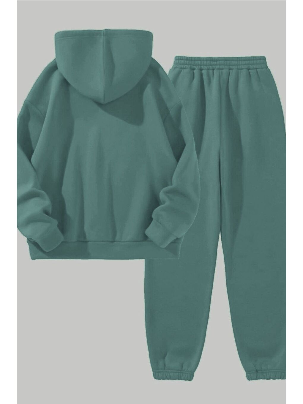 Turkuaz Kadın Su Yeşili Olso Baskılı Kapüşonlu Alt Üst Eşofman Takım-1