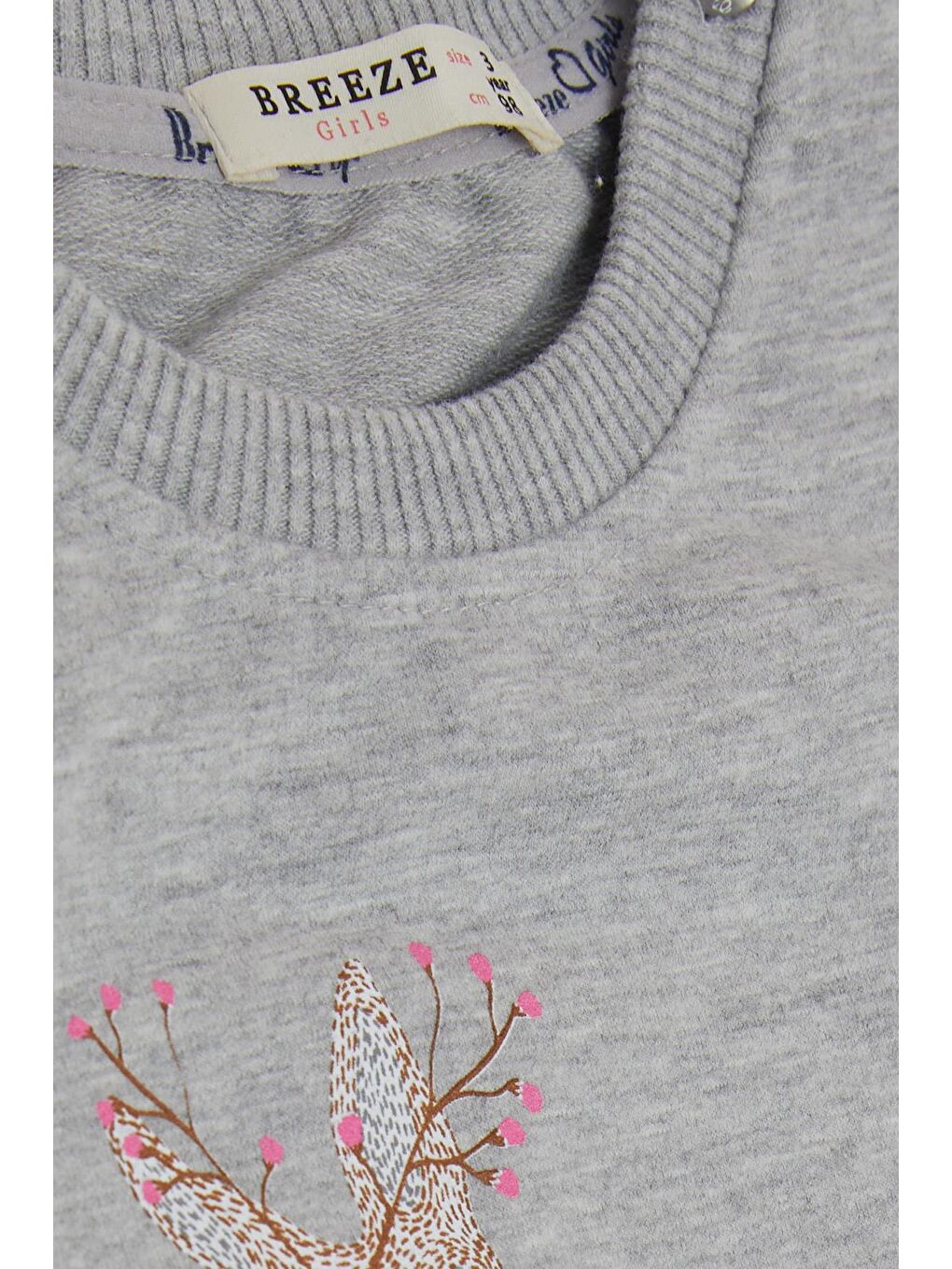 Bej Kız Çocuk Sweatshirt Sevimli Ceylan Baskılı Gri Melanj (1.5-5 Yaş)-2