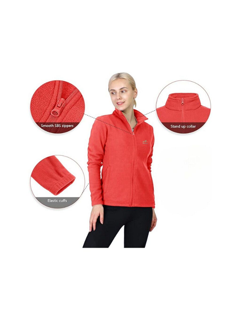 GENIUS STORE Turuncu Kadın Tam Fermuarlı Kalın Outdoor Polar Ceket - 3