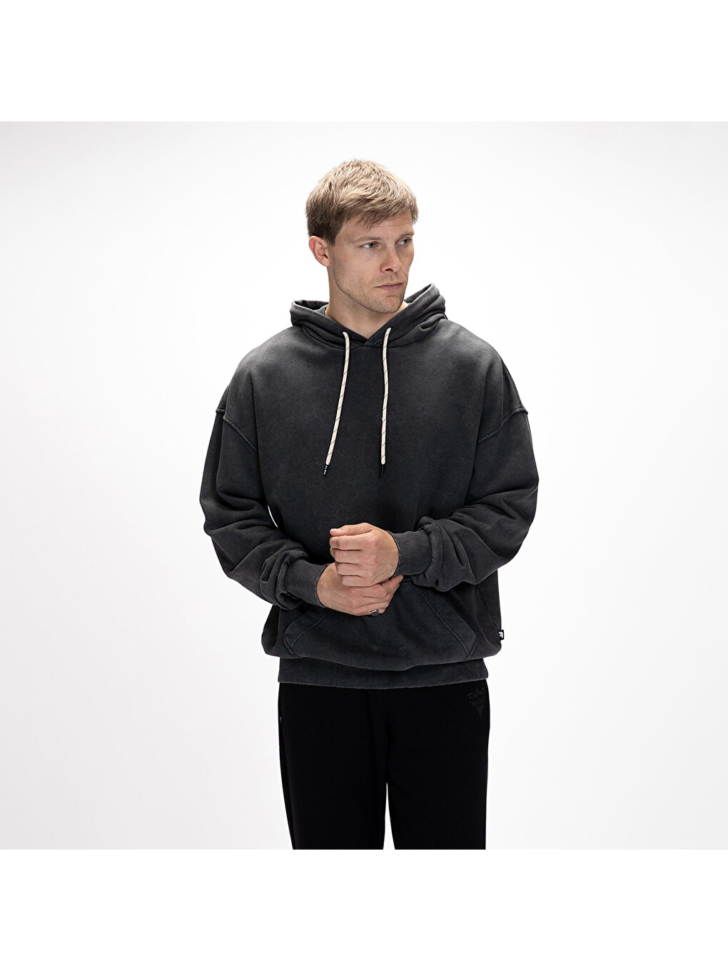 Acid Bear Os Erkek Gri Kapüşonlu Sweatshirt-4