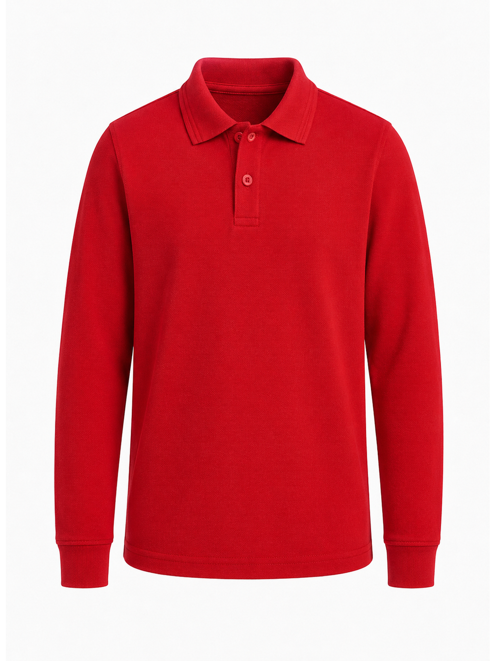 Kırmızı Kids Polo Yaka Basic Uzun Kollu Unisex Erkek Çocuk Tişört-1