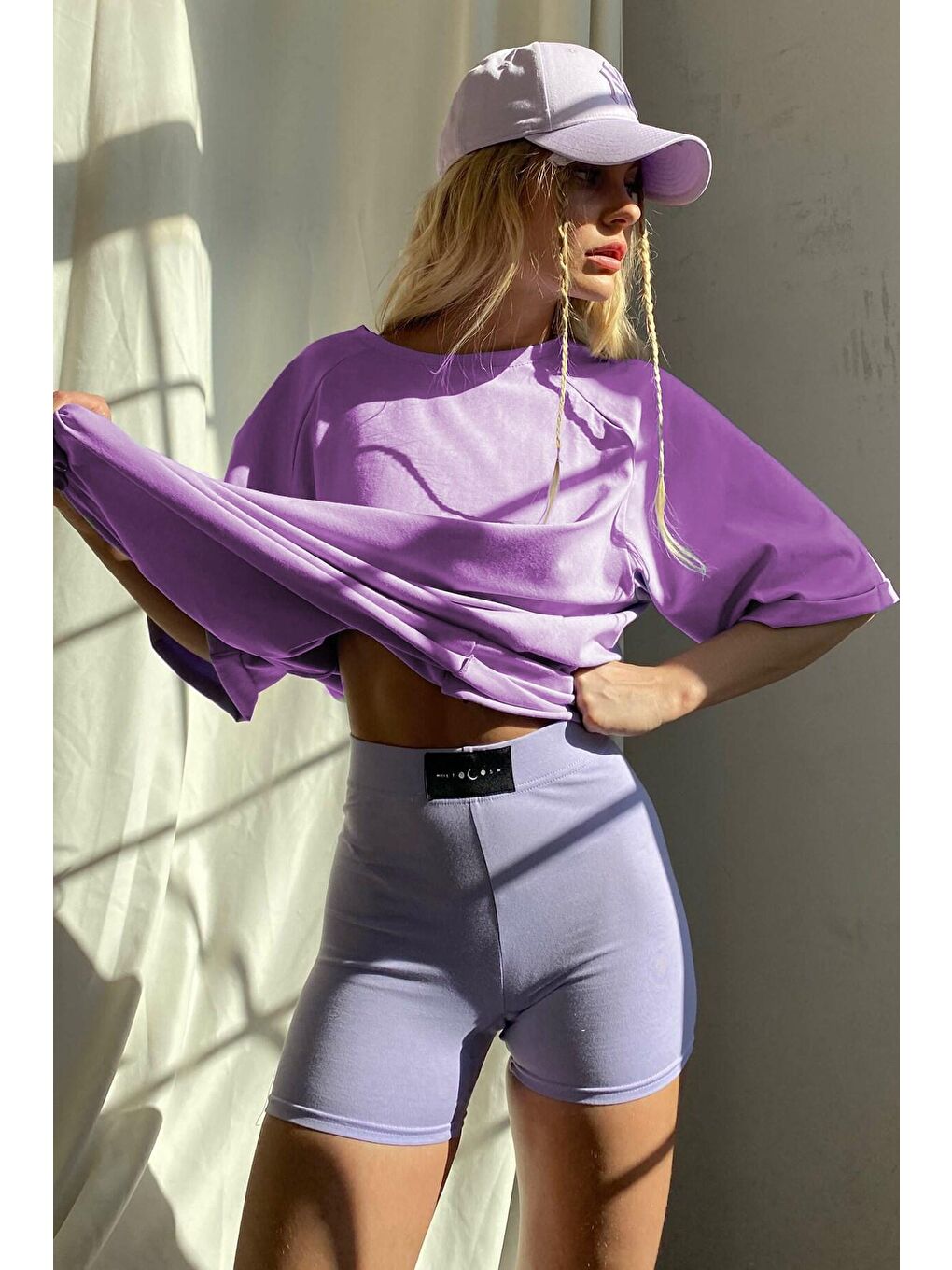 Madmext Lila Oversize Basic Kadın Tişört